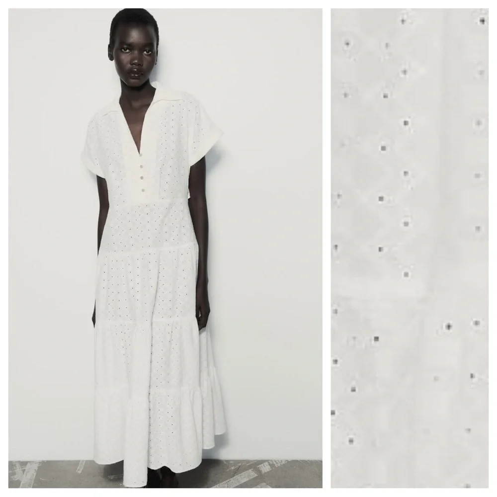 Zara White Eyelet Midi Dress - Picture 2 of 11